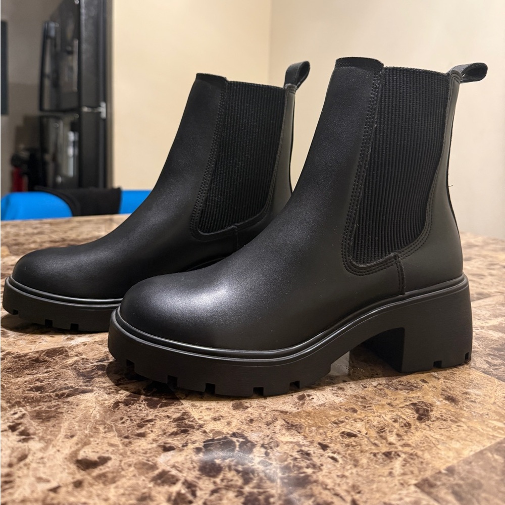 Steve Madden Black Chunky Ankle Boots